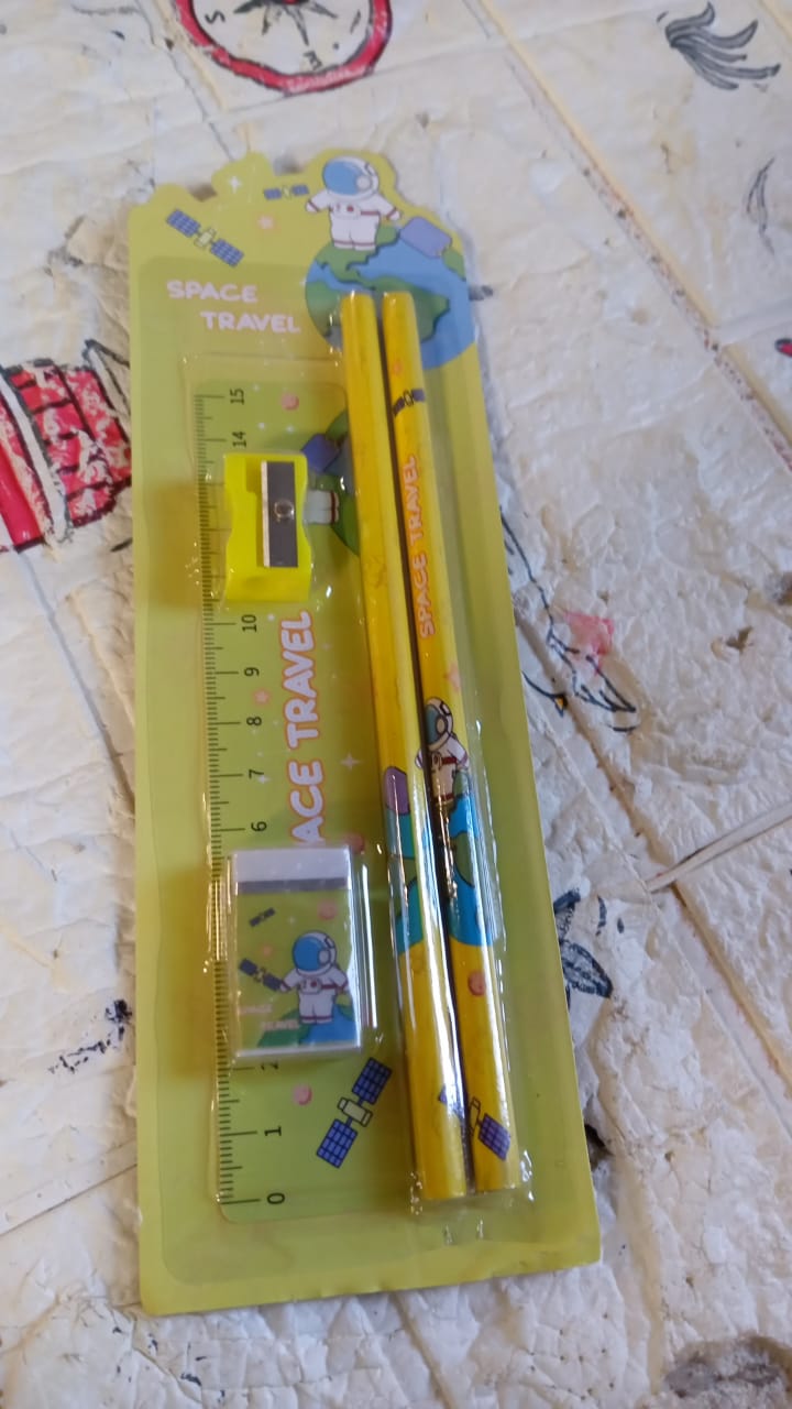 4560 Wooden Pencil Set, Stationary Set 5 in 1 Items Educational Item for School Going Kids, Stationary Set for Girls Boys/Stationary for School/Gift Pack for Girls Kids/Birthday Gift Kids (5 Pc Set 4560 Wooden Pencil Set, Stationary Set 5 in 1 Items Educational Item for School Going Kids, Stationary Set for Girls Boys/Stationary for School/Gift Pack for Girls Kids/Birthday Gift Kids (5 Pc Set